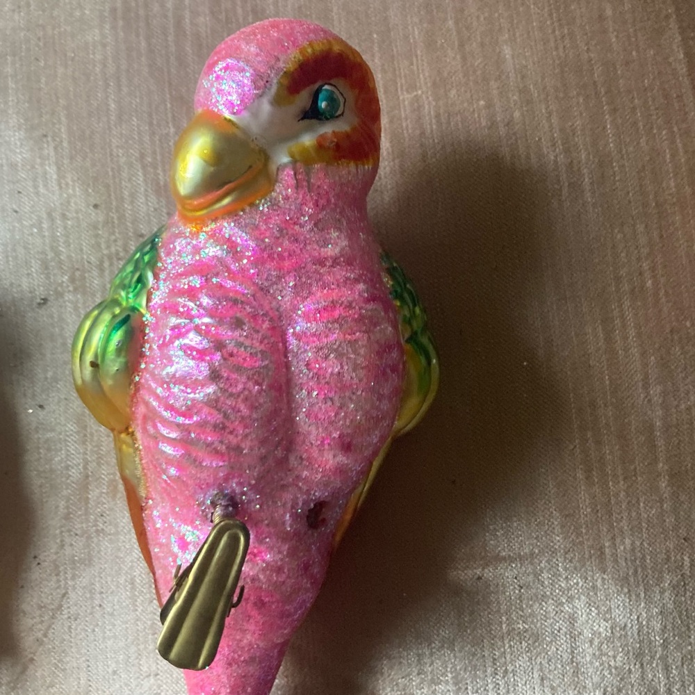 Vintage Whimsical Large! Clip On Parrot Ornament 10 x 3” Firm Price Please